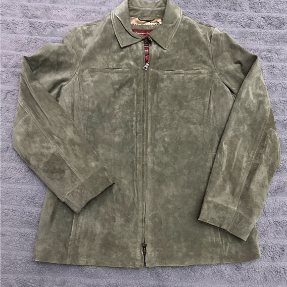 Eddie Bauer Seattle Suede Jacket Womens Large Leather Zip Front Washable - Picture 1 of 7